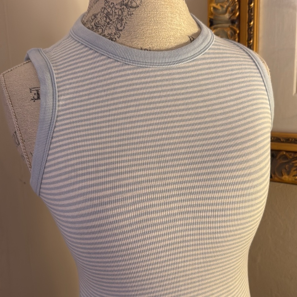 Lulumon Sleeveless Striped Yoga Tank Blue and White Size M